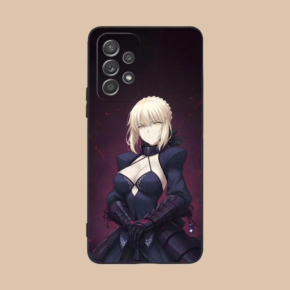 Luxurious Black Cellphone Case Featuring Fate Grand Saber Alter Design