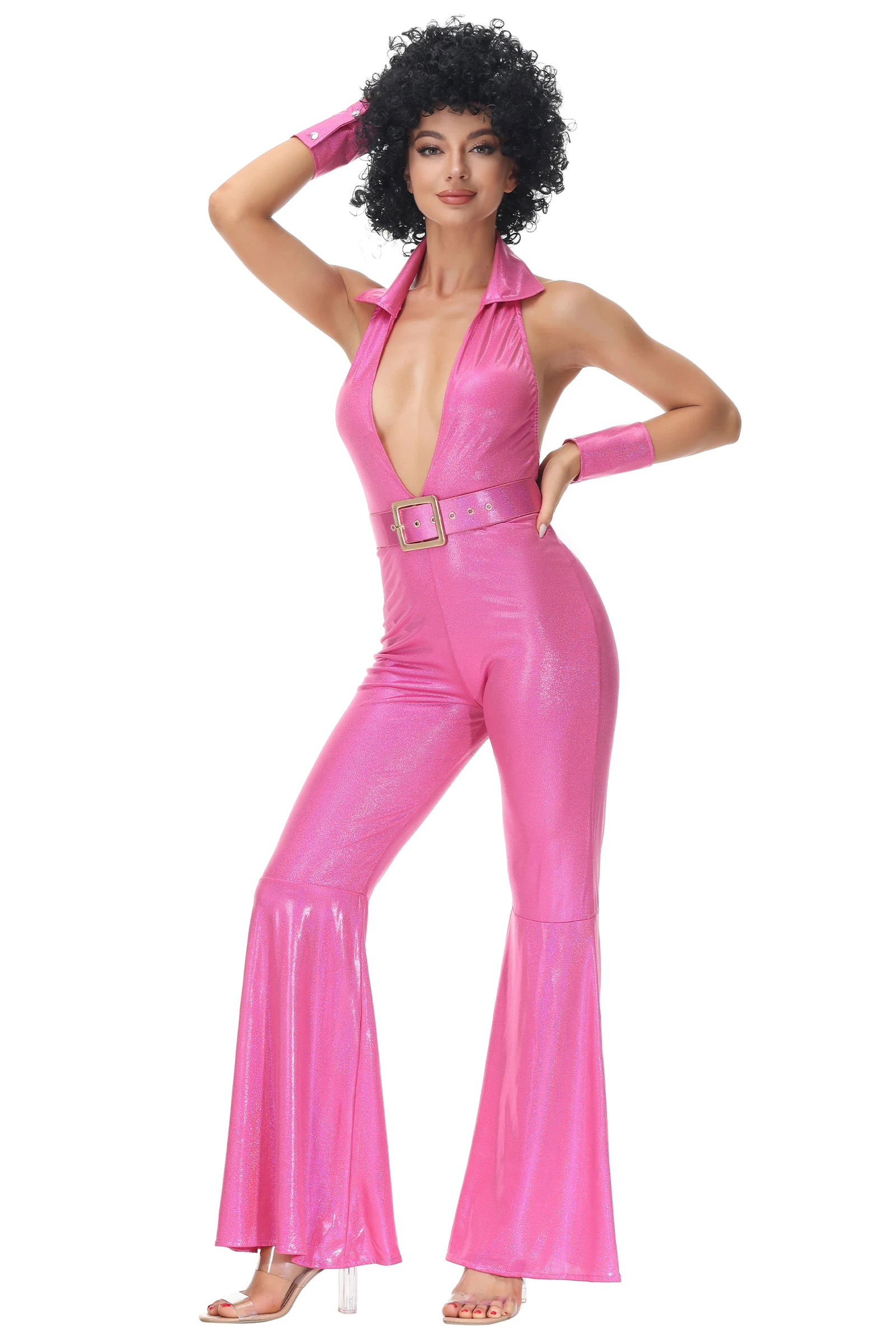 Disco Jumpsuit 80s Womens Jumpsuit Halloween Hippie Costumes