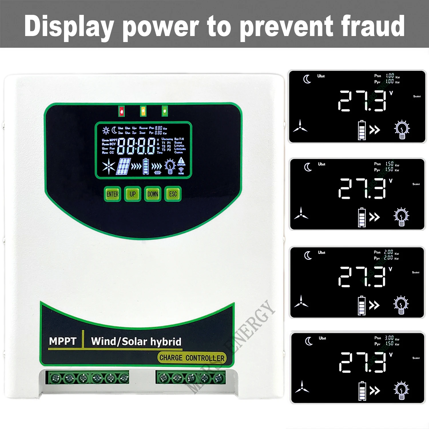 Real MPPT Wind 3000W & Solar 2000W Wind Solar Hybrid Charge Controller 12/24V/48V Auto Home Rectifier With Dump Load Resistor