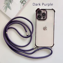 Elegant Crossbody Lanyard Phone Case with Shockproof Protective Cover - iPhone 14 (Purple)