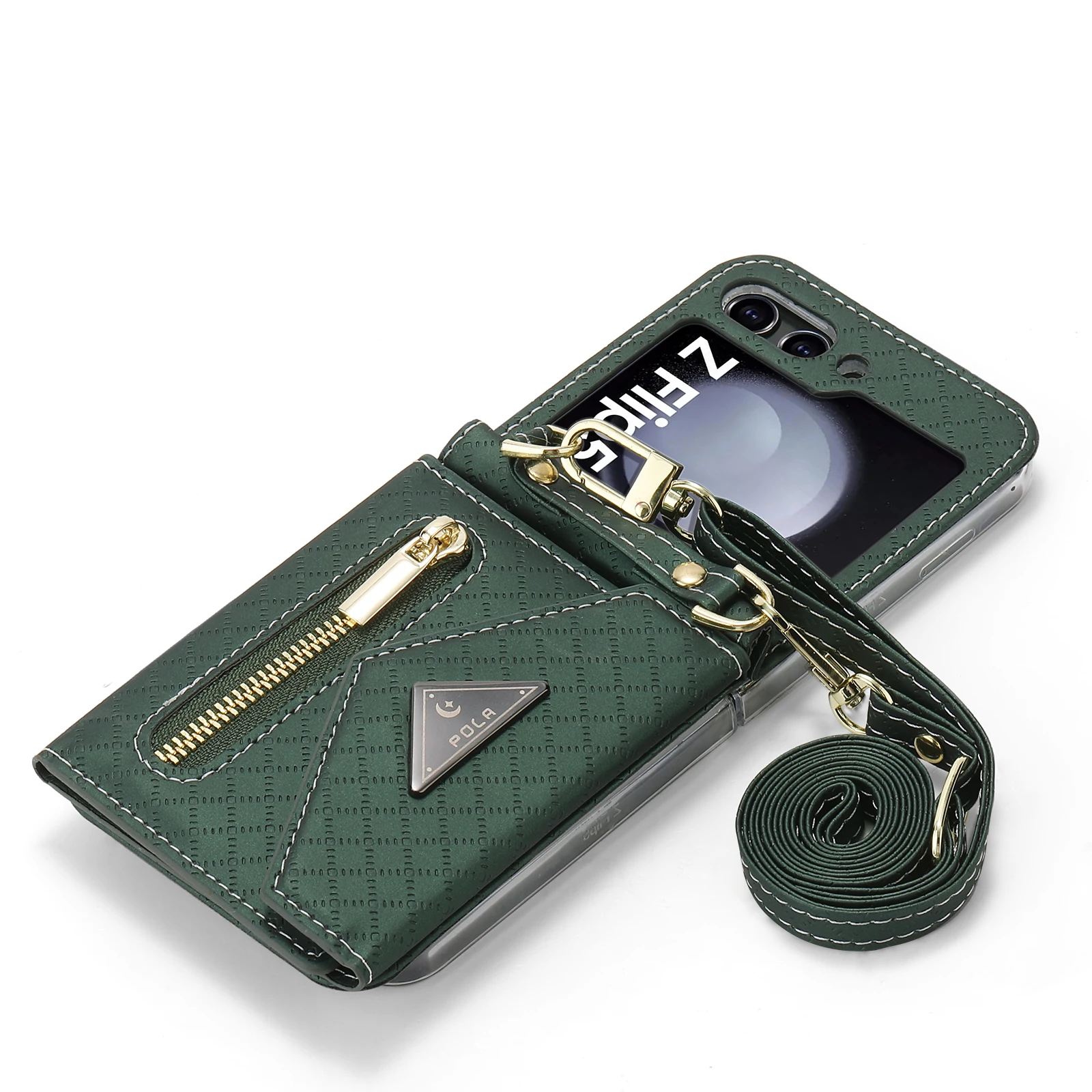 Zipper Leather Wallet Case with Card Holder & Wrist Strap – Magnetic Folio Handbag Cover