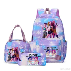 KPop Demon Hunters Printed Women's Travel Backpack Set with Lunch Bag - Lightweight Outdoor & School Use (Picture color)