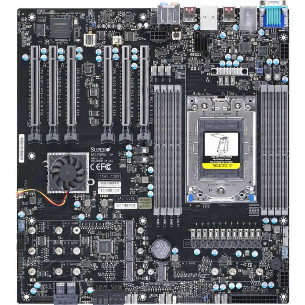 M12SWA-TF 10G IPMI WRX80 6 PCIE4.0 M.2X4 U.2 EATX Server Motherboard 4 M12SWA-TF 10G IPMI WRX80 6 PCIE4.0 M.2X4 U.2 EATX Server Motherboard - Image 2