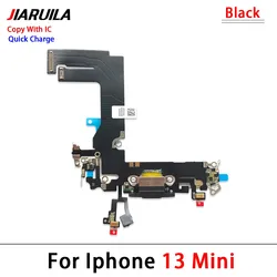 Advanced USB Charger Dock Connector with Microphone Flex Cable (13 Mini Black)