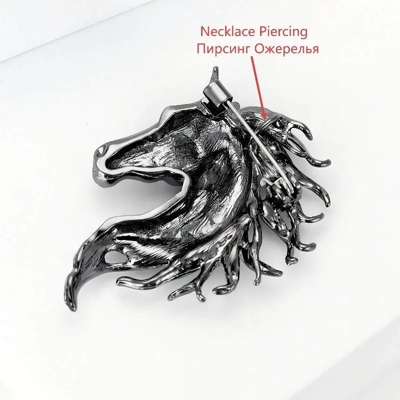 Luxurious Gloss Horsehead Brooch Women's Twelve Zodiac Animal Pin Casual Party Accessories New  Year  Gift for  Friends