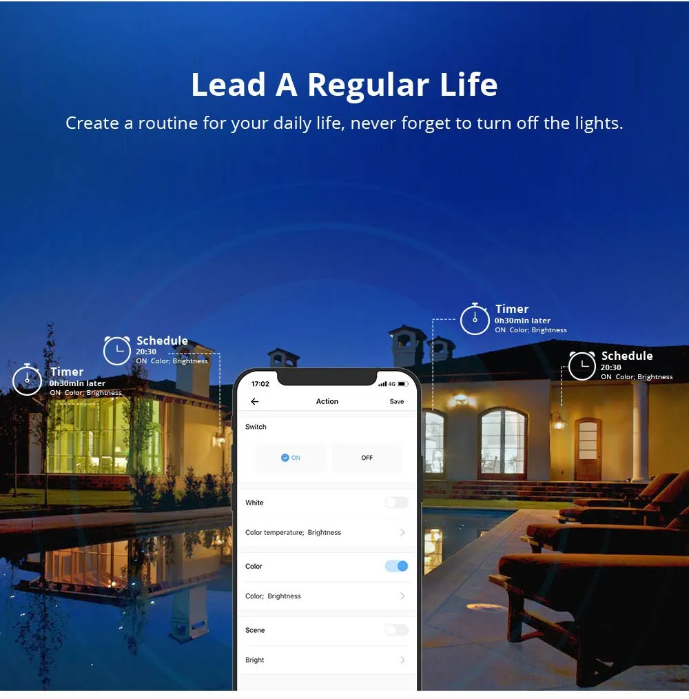 EWelink Wifi/Zigbee Smart Bulb Led Lamp E27 RGB Smart Light Bulbs 100-240V Smart