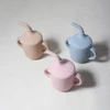 New solid 180ML Baby Silicone Sippy straw Cup BPA-Free Portable Feeding Cup  Leakproof training cup 2