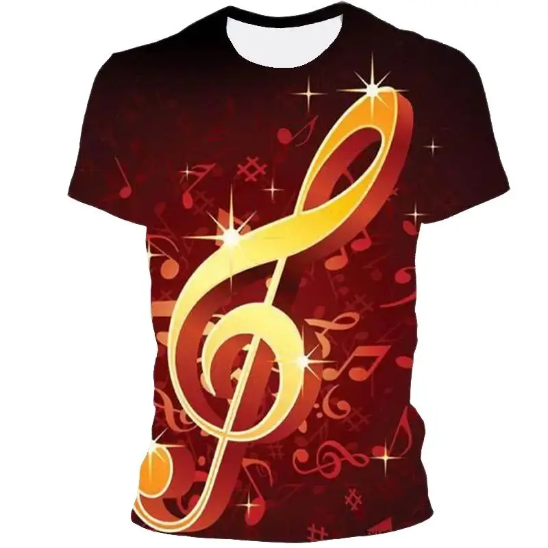 

Summer Tide Musical Note Picture Men T-Shirts Casual 3D Print Tees Hip Hop Personality Round Neck Short Sleeve Quick-Dry Tops
