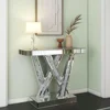 Decorative table Style W Silver Entryway Table Inlay with Sparkly Crushed Crystals, 35 inches Table for Living Room Hallway 6