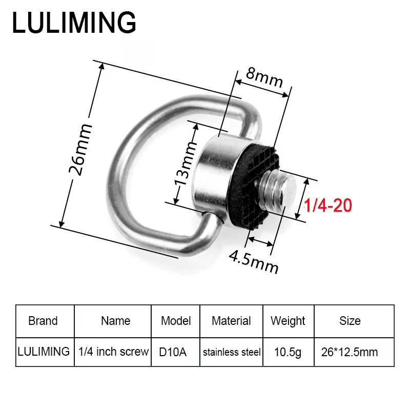 1/4 SLR Camera Shoulder Strap Screw Stainless Steel Quick Release Plate Ballhead Adapter 1/4 inch C-ring Photography Accessories camera shoulder strap
