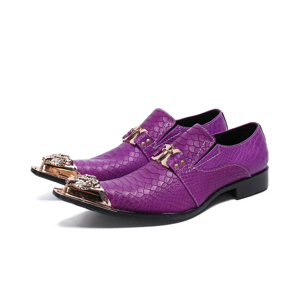 Italian Pointed Toe Big Size Office Shoes Elegant Slip on Solid Color Dress Shoes Social Male Leather Business