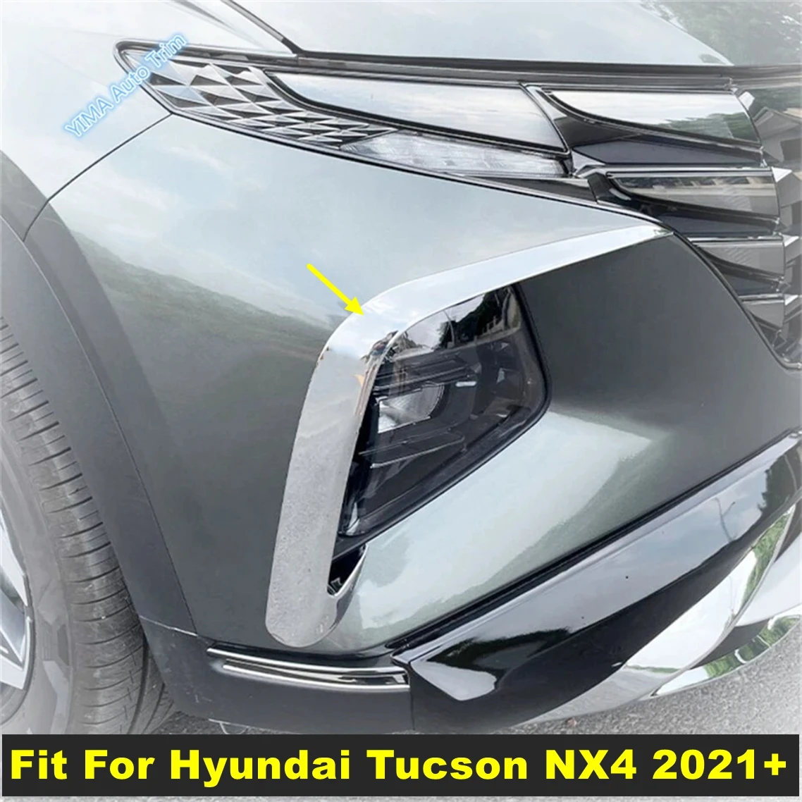 

Carbon Fiber Front Bumper Fog / Light Foglight Lamp Cover Trim Fit For Hyundai Tucson NX4 2021 - 2023 Chrome Exterior Accessory