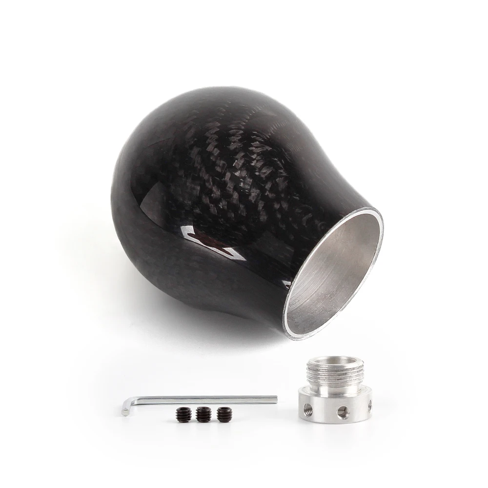 Free Shipping Carbon Fiber Gear Shift Knob Manual Transmission Gear Stick Head Shifter Lever Handle With Limiter Adapter SFN135
