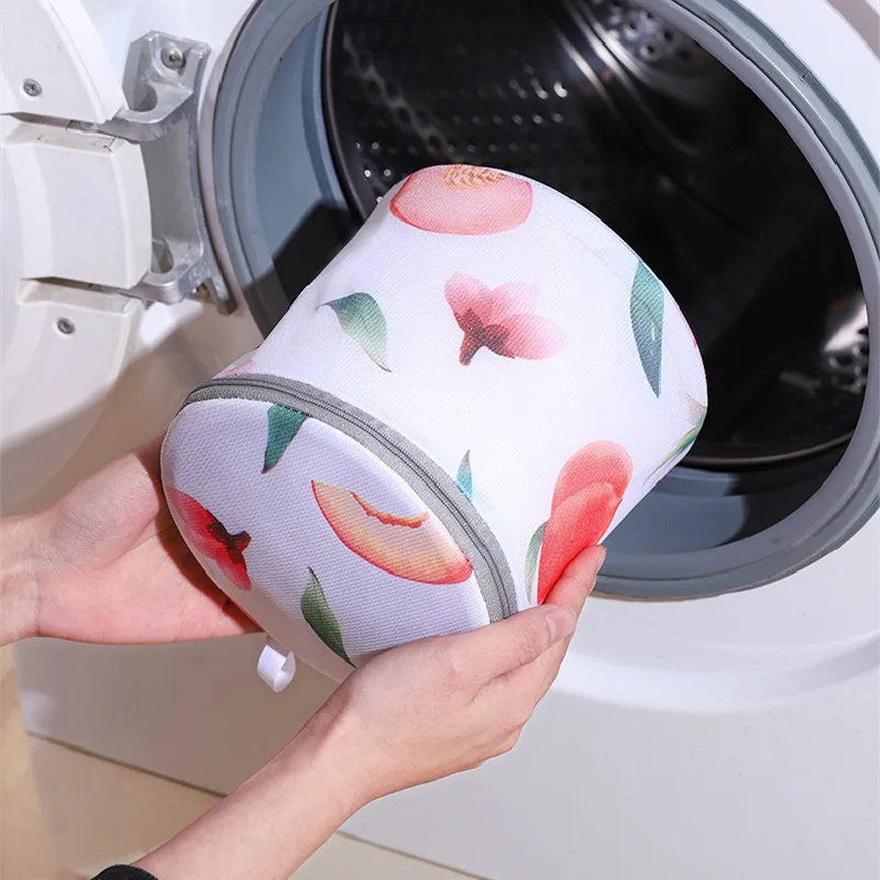 Peach Printing Laundry Bags for Washing Machine Dirty Clothes Wash Bag Travel Organizer Underwear Laundry Basket Bra Washing Bag 2