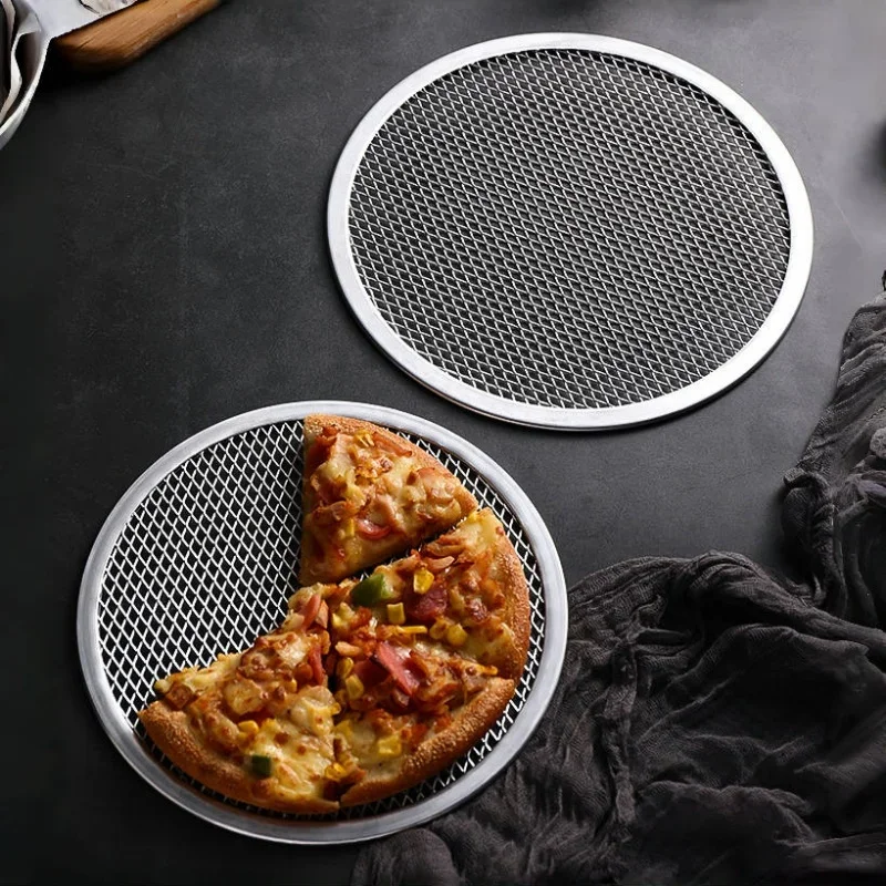 6-14 Inch Metal Net Non Stick Pizza Screen Pan Baking Tray New Seamless Aluminum Metal Net Bakeware Kitchen Tools Pizza