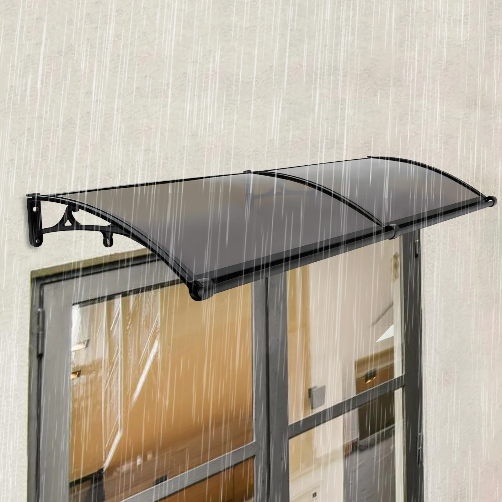 200kg Load-Bearing Aluminum Alloy Door Awning UPF50+ Polycarbonate Window Canopy for Sun Rain Protection Modern Style