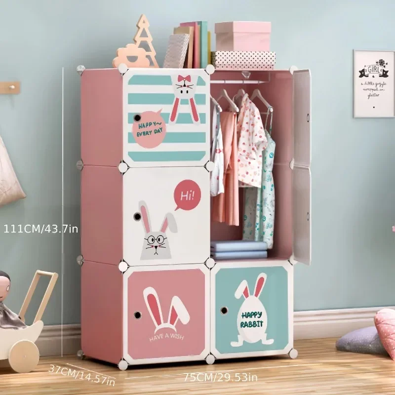 Dress Child Wardrobe Closet Baby Clothes Portable Kids Cabinet Easy Assembly Meuble Chambre Enfant Furniture for Toys Organizer