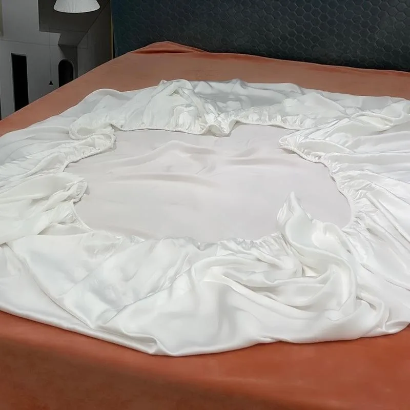 600TC 100%Eucalyptus Lyocell Fitted Sheet Twin Double Queen King Elastic Fitted Bed Sheet Nature Soft Silky Sheet Pillowcases 2
