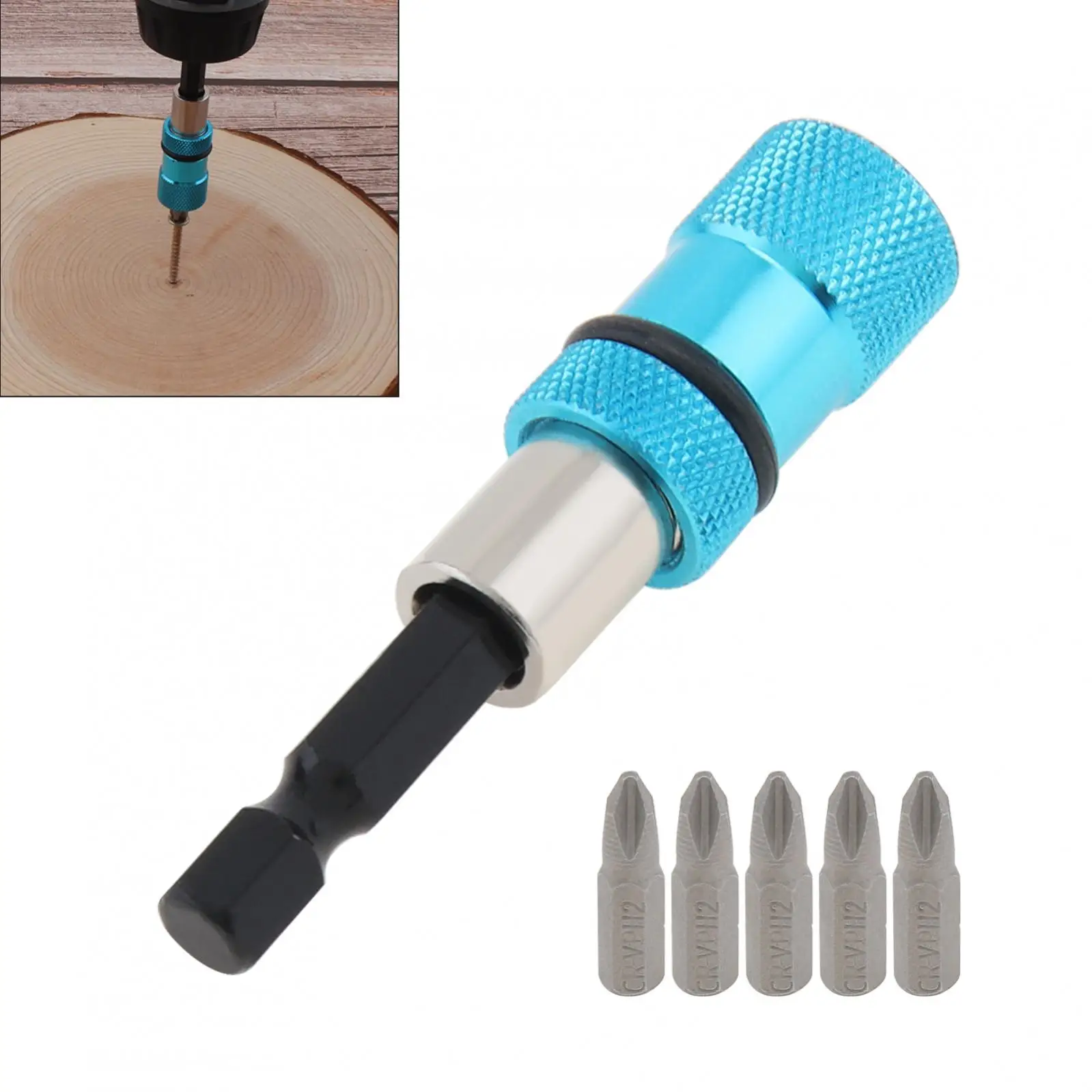 

6pcs/set Magnetic Screwdriver Bit Holder 1/4 Inch Hex Shank Adjustable Screw Depth Screwdriver Drywall Drill Bit Holder PH2 Bits