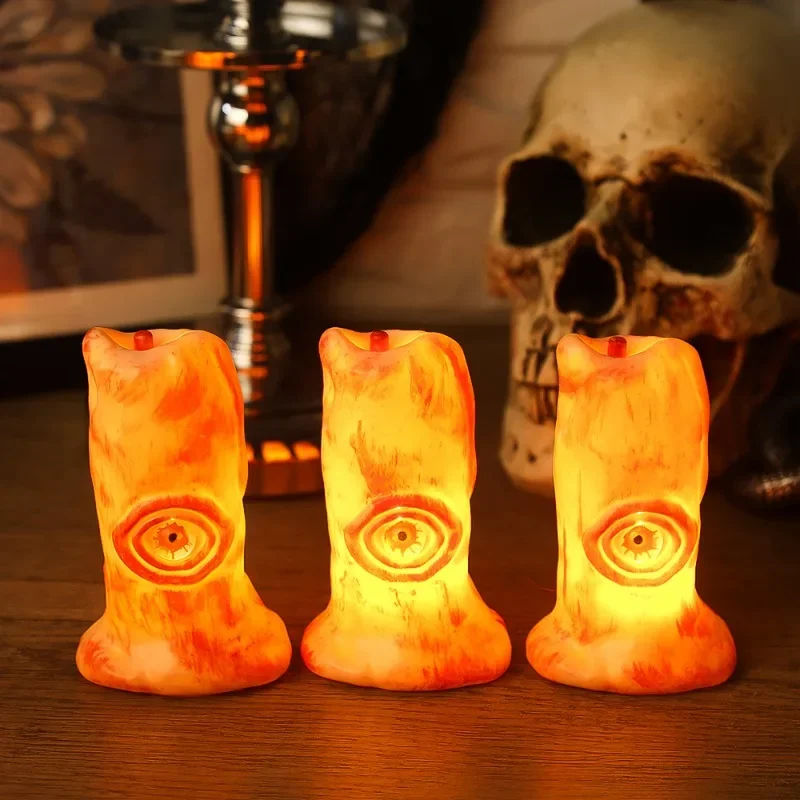 Halloween LED Candle Light Eyeball Flameless Candle Lamp Emitting Color:LED Candle;Body Color:6PCS 4