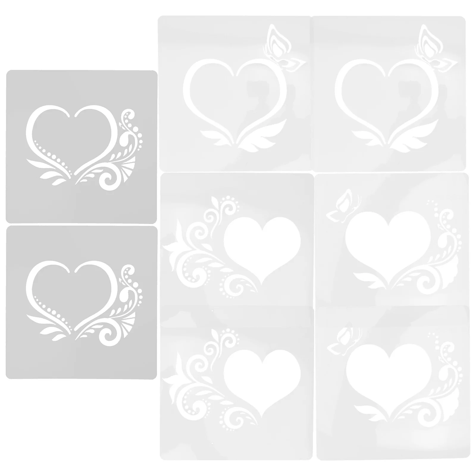 8 Sheets Valentine's Day Flower Spray Mold Plastic Painting Stencils Drawing Templates DIY Account Graffiti The Pet Creative