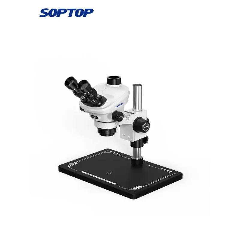 SOPTOP 6565 프로 트리노큘러 스테레오 현미경 납땜용 연속 줌 6.5X-65X 모바일폰 PCB BGA 메인보드 수리용