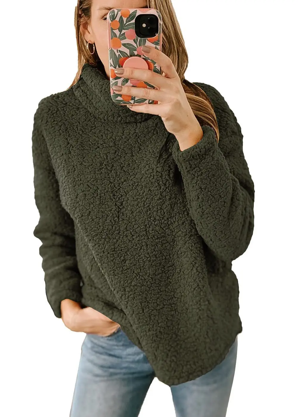 2023 Autumn and Winter New Women's Fashion Warm Fur High Neck Solid Color Sweater Casual Versatile Comfortable Top