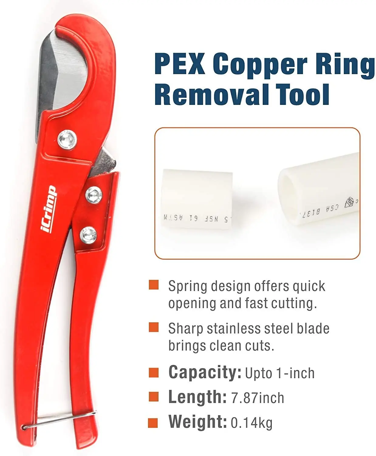 IWISS F1807 PEX Crimper Copper Pipe Crimping Tool Kit with 3/8'' 1/2