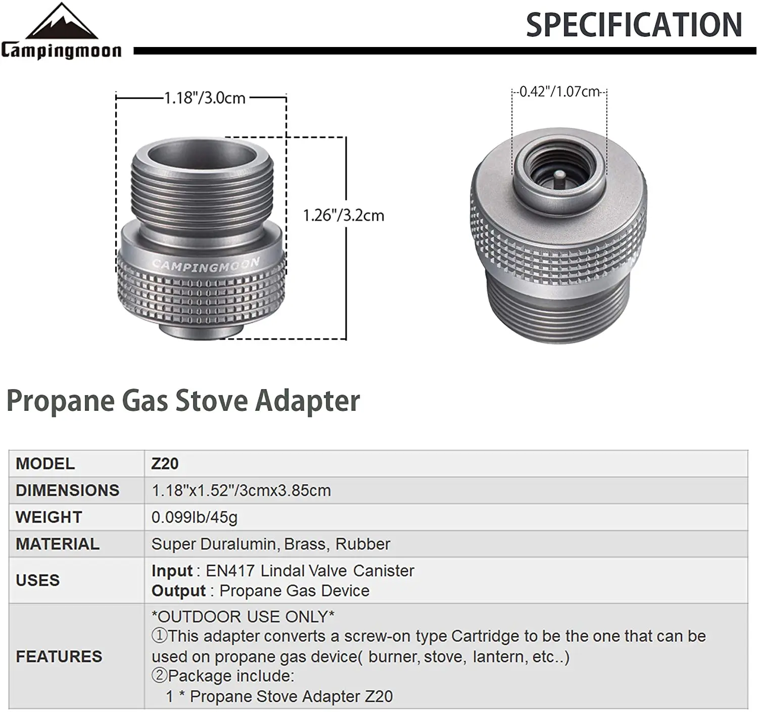 محول خزان غاز من سبائك الألومنيوم Campingmoon ، مف...