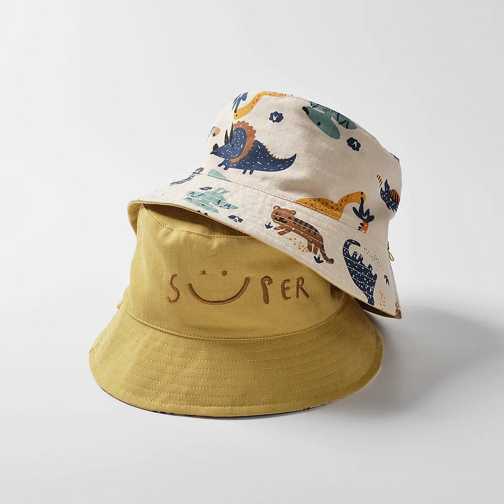 

deer jonmi Spring Summer Baby Boys Buckets Hats Korean Style Cartoon Printed Toddlers Kids Outdoors Sunshade Fisherman Hat