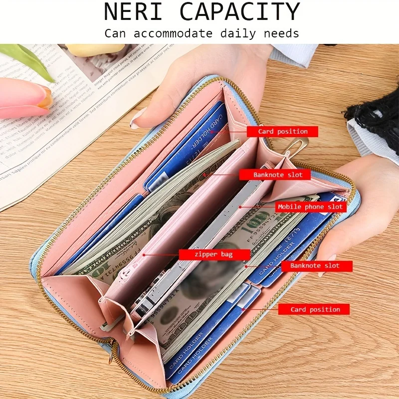 Floral Embossed Hand-Painted PU Leather Women’s Wallet & Clutch