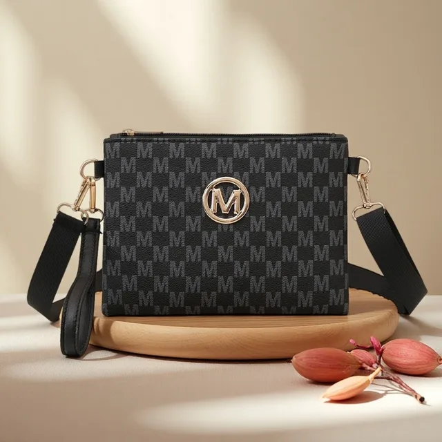 Retro vintage monogram small shoulder bag, versatile trendy crossbody and shoulder bag for women, fashionable solid color clutch