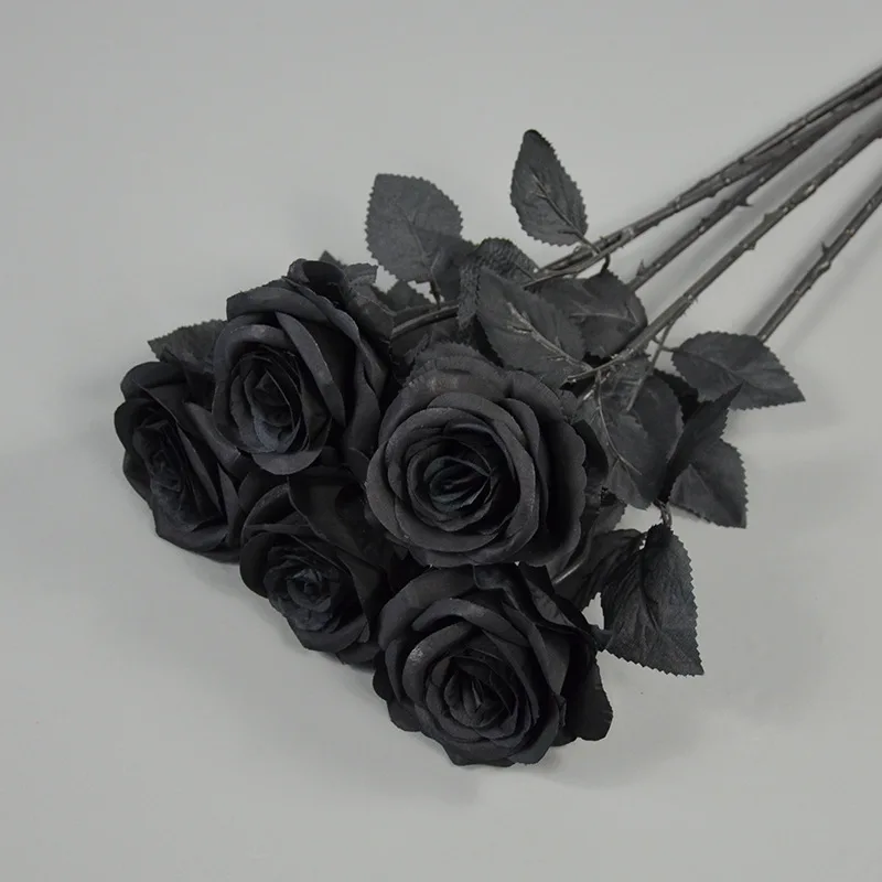 

Simulated Single Black Rose Multi-layer Curled Edge Home Decoration