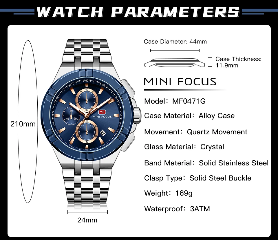 MINI FOCUS Quarzuhr für Herren, wasserdicht_voghion.com