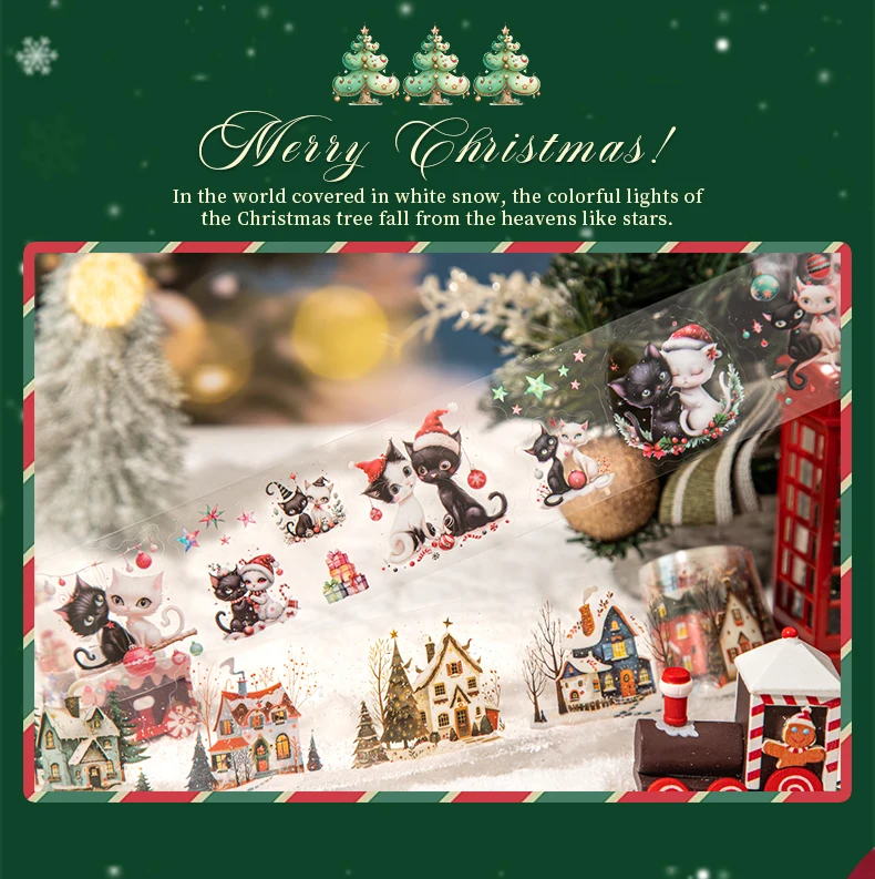 JIANQI 50mm * 2m Weihnachtsthema PET-Klebeband Aufkleber Dekorative Collage Kleber Diy Scrapbooking handgemachtes Abdeckband – Detail 6