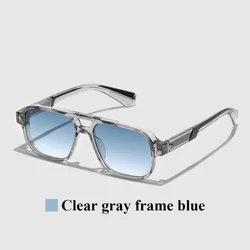 Vintage Transparent Frame Unisex Sunglasses with UV400 Protection - Luxury Designer Style (Clear gray blue)
