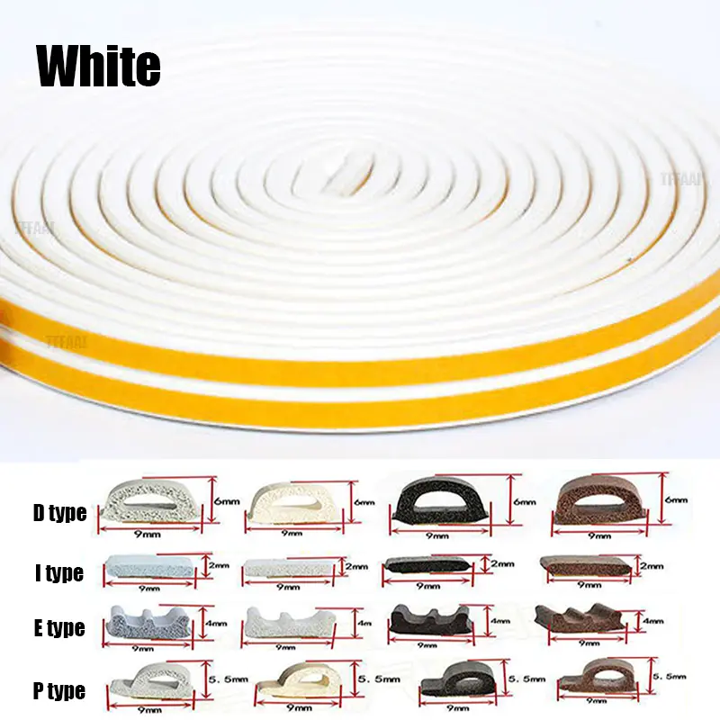 5M/10M Door Window Seal Strip Self-adhesive Acoustic Foam Sealing Strip Tape Insulation Windproof Rubber Weatherstrip - Image 7