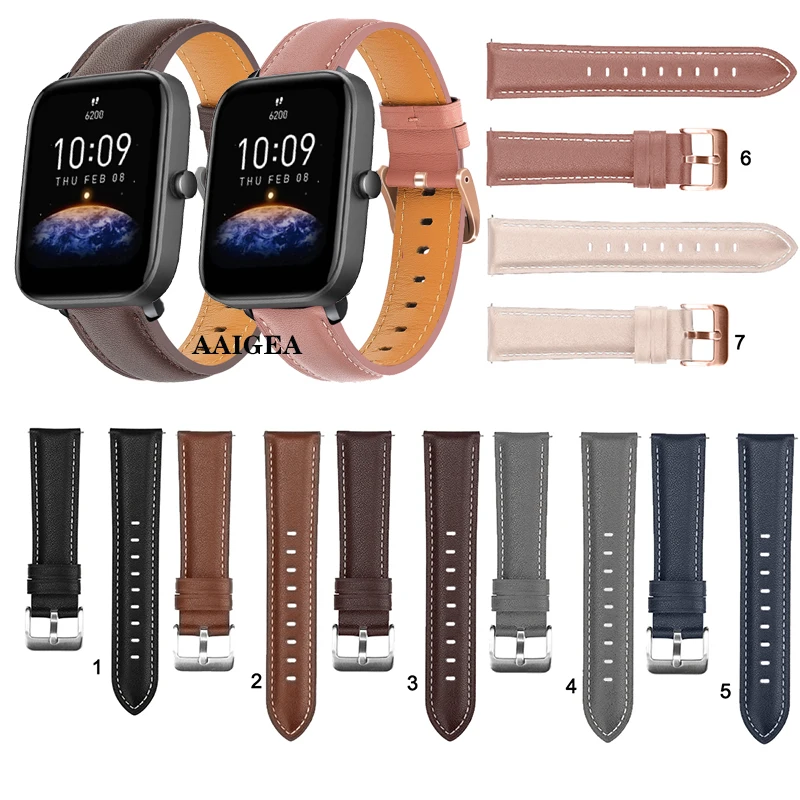 

Ремешок кожаный для Huami Amazfit Bip Lite S U Bip 3 pro / GTS 4 mini 2/2e/3 GTS2 GTS