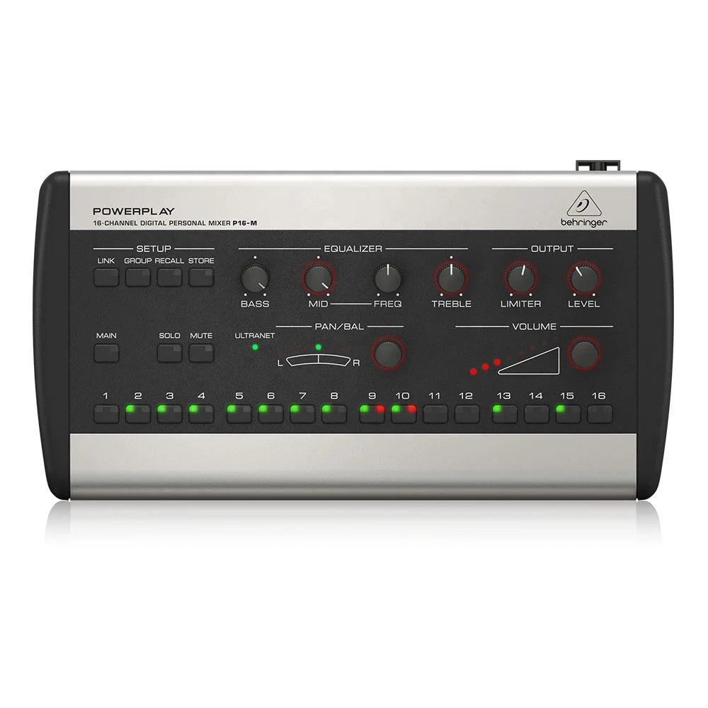 Behringer P16-M Personal Mixer Band Monitoring System 16-Channel Mixer Ear Return Controller Distributor ip usb vmix panel switches controller video mixer switcher blackmagic atem brodcast equipment for large meeting conference