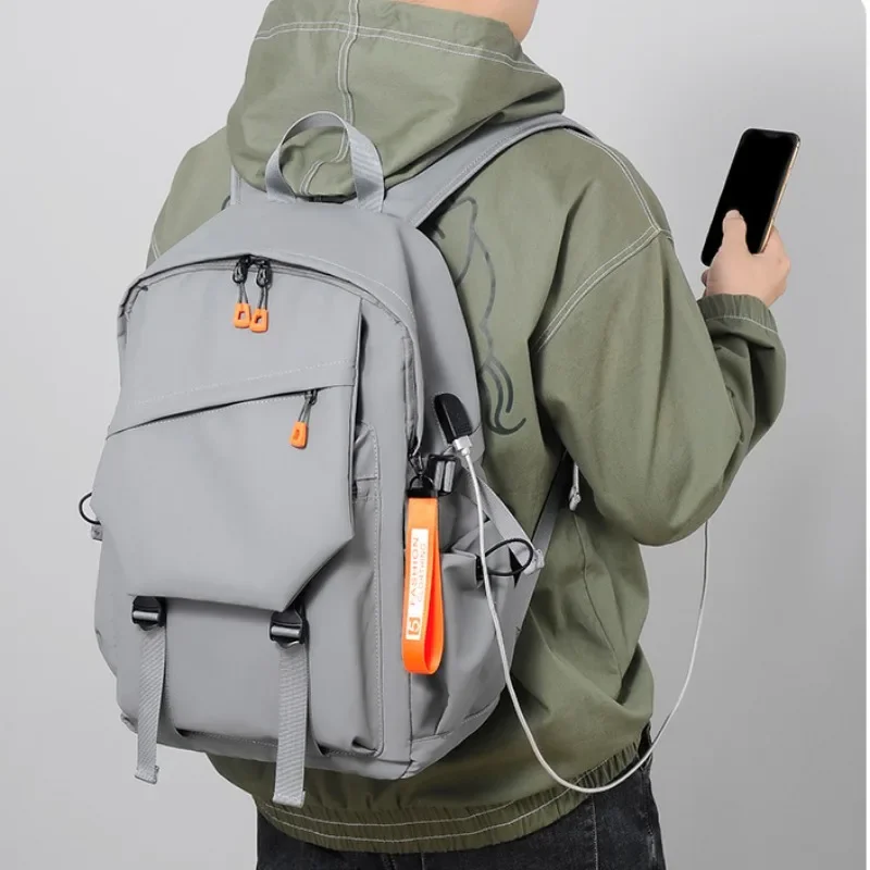

Men's Waterproof Backpack Simple Solid Urban Man USB Backpacks for Men Lightweight Commuter Laptop Backpack Trend School Bag