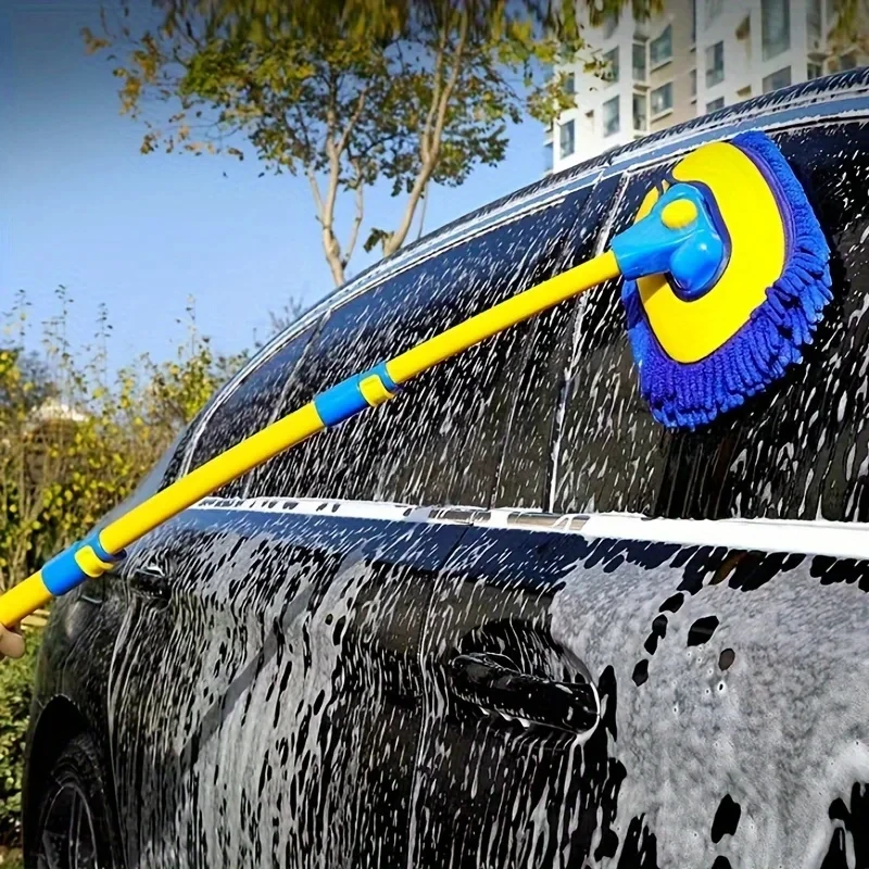Car Cleaning Brush Detailing Adjustable Super Absorbent Car Wash Brush Telescoping Long Handle Cleaning Mop Car Accessories 2