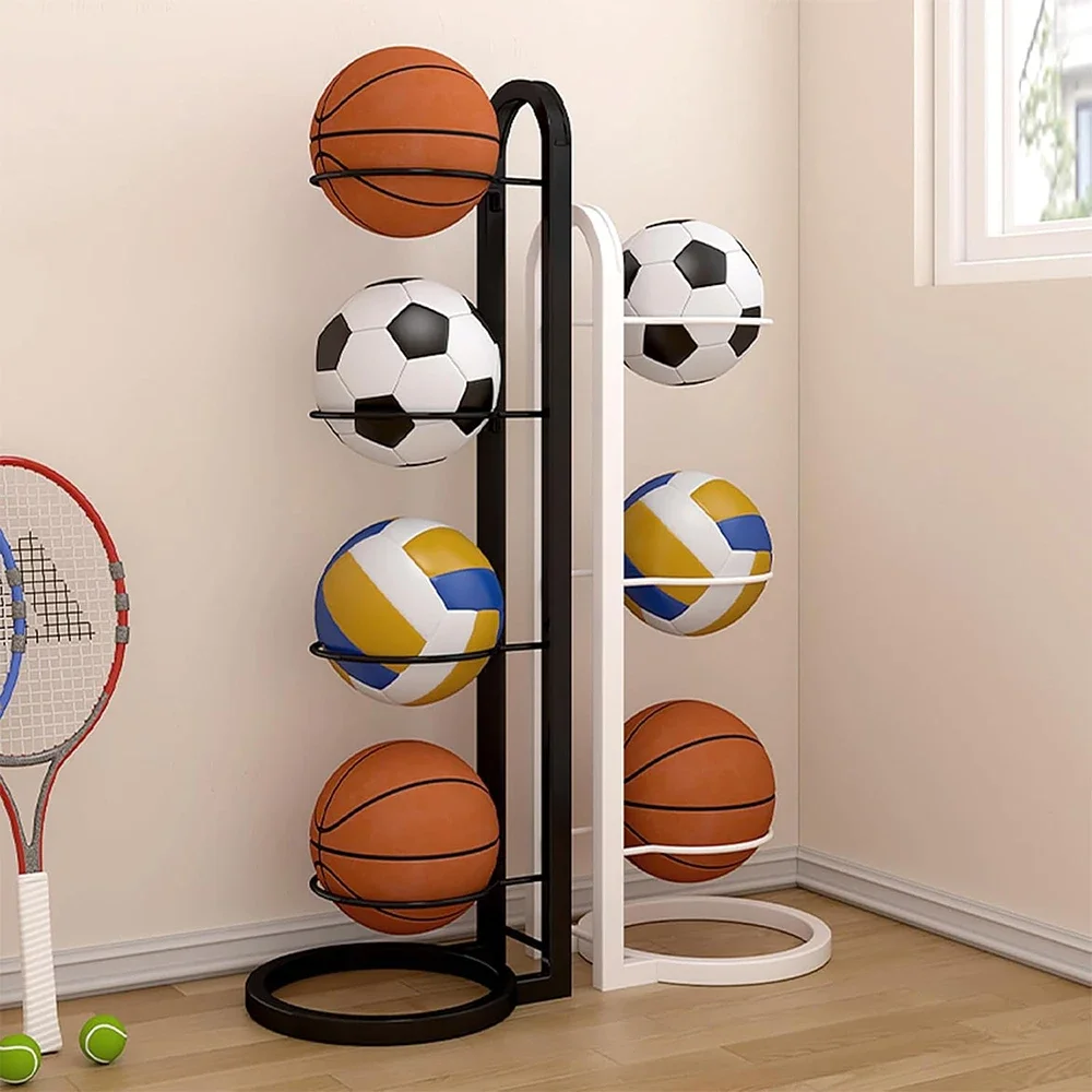 Basketball Storage Rack 2/3/4/5 Layers White Black Removable Vertical Display Stand for Volleyball Football Basketball Rugby sports ball holder