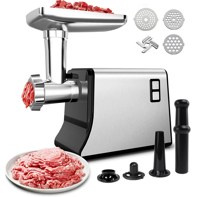 LMETJMA Electric Meat Grinder Sausage Stuffer Maker Heavy Duty Meat Mincer with Stainless Steel Cutting Blade Kubbe Kit JT365