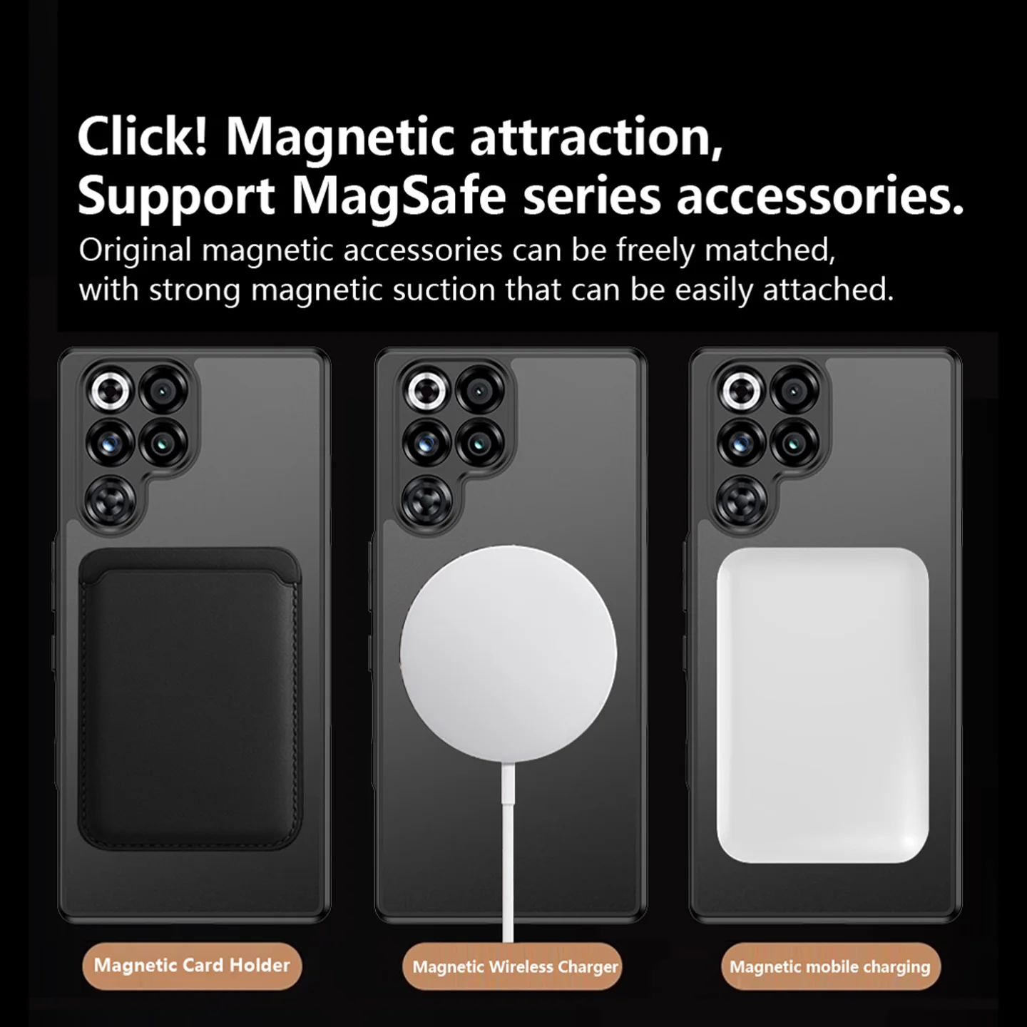 Translucent Shockproof Magnetic Phone Case with 360° Rotating Bracket and Matte Finish