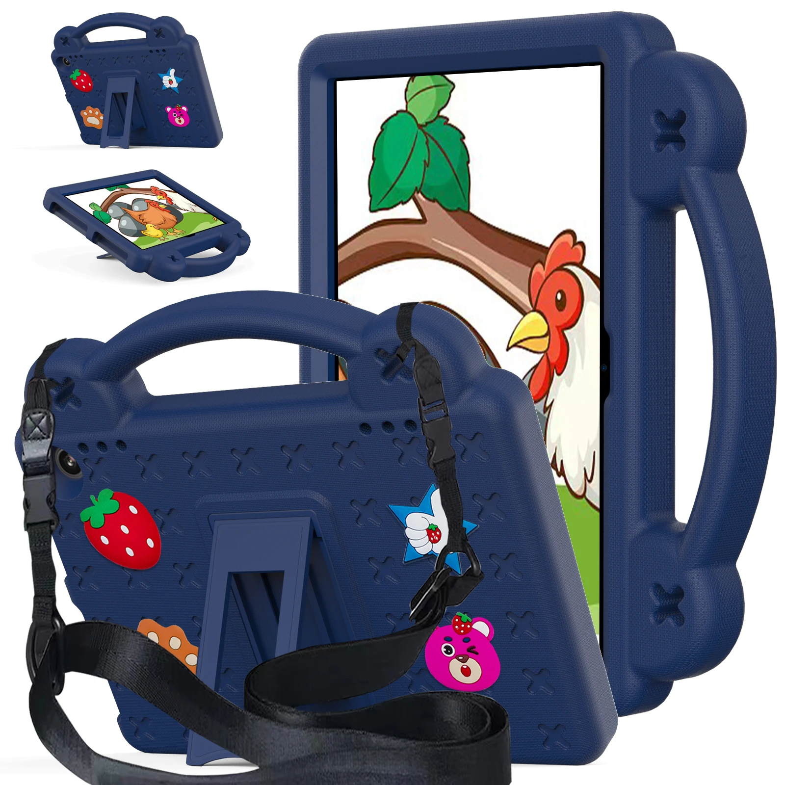 Cartoon EVA Tablet Case with Handle and Shoulder Strap
