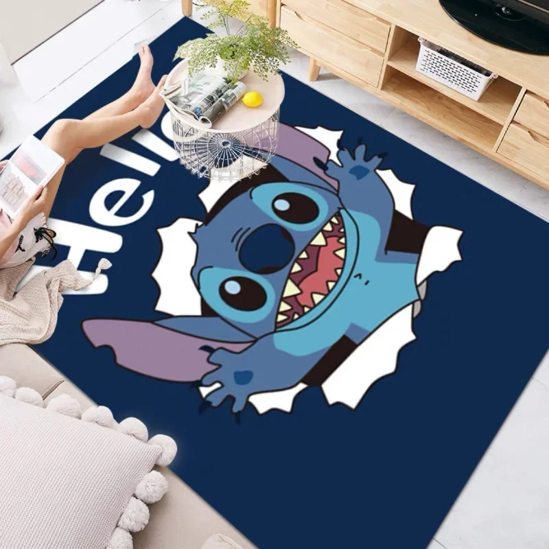 thumbnail image 1 of Alfombra de Disney con estampado de Anime para sala de estar y dormitorio, alfombra antideslizante con dibujos creativos de Lilo y Stitch para gatear para niños, 1 of 5