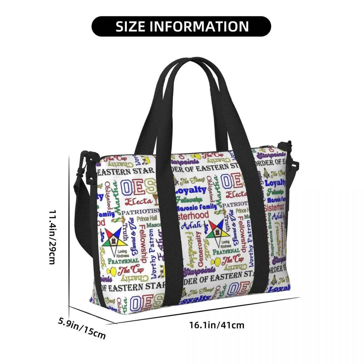 Order Of The Eastern Star Beach Tote Bag for Women Extra Large Gym Carry On Freemasonry Travel Shopping Bags