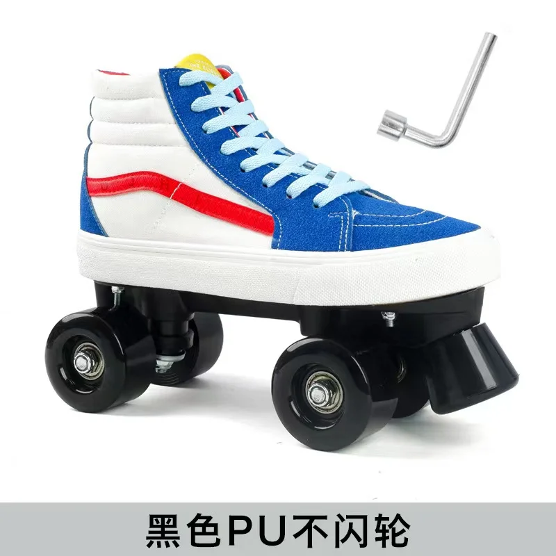 Double Row Roller Skates Shoes for Adults, High-top Canvas