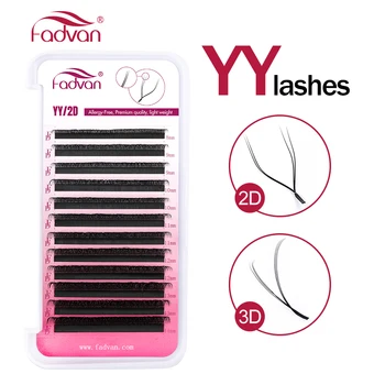 FADVAN YY Shape Black/Brown Lashes Premade Volume Fans Fox Eyes Eyelashes Faux Mink Eyelashes Brazilian Volume Natural Soft