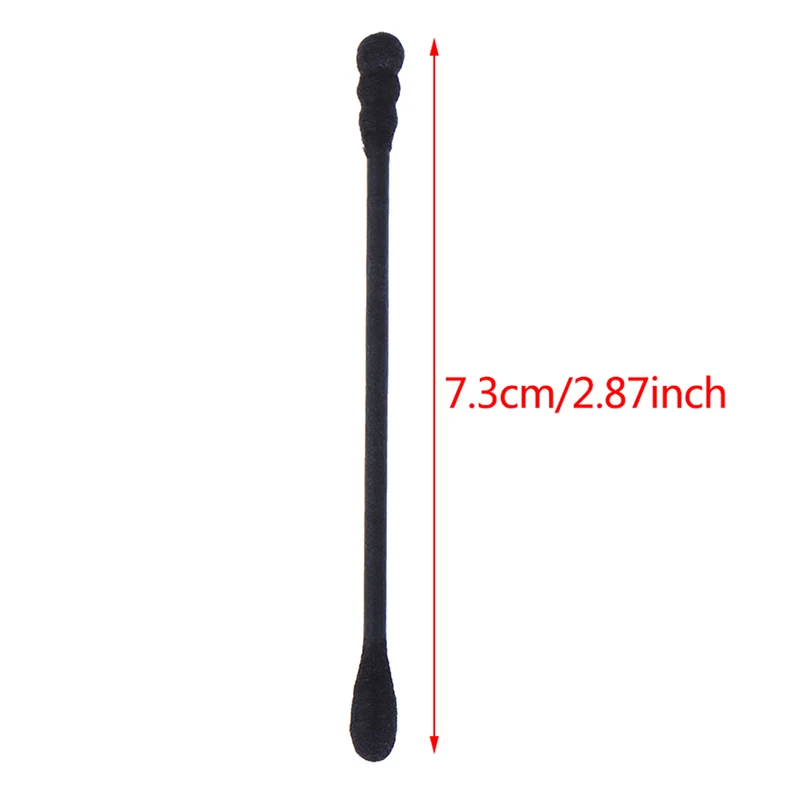 200pcs Disposable Cotton Swab Spiral Ear Cleaner Black Double Heads Medical Swab Lipstick Eyebrow Eyelash Cotton Bud Makeup Tool 6